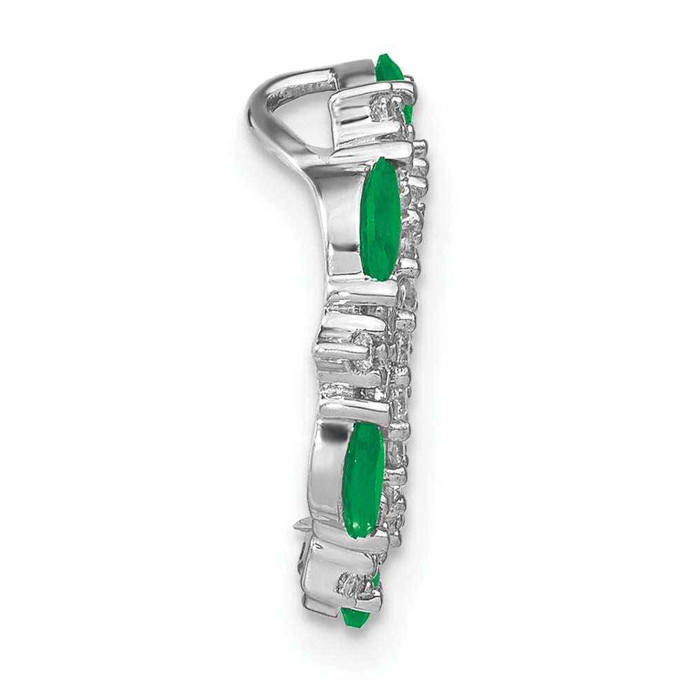 14k White Gold Emerald and Diamond Circle Chain Slide (1.65 grams)