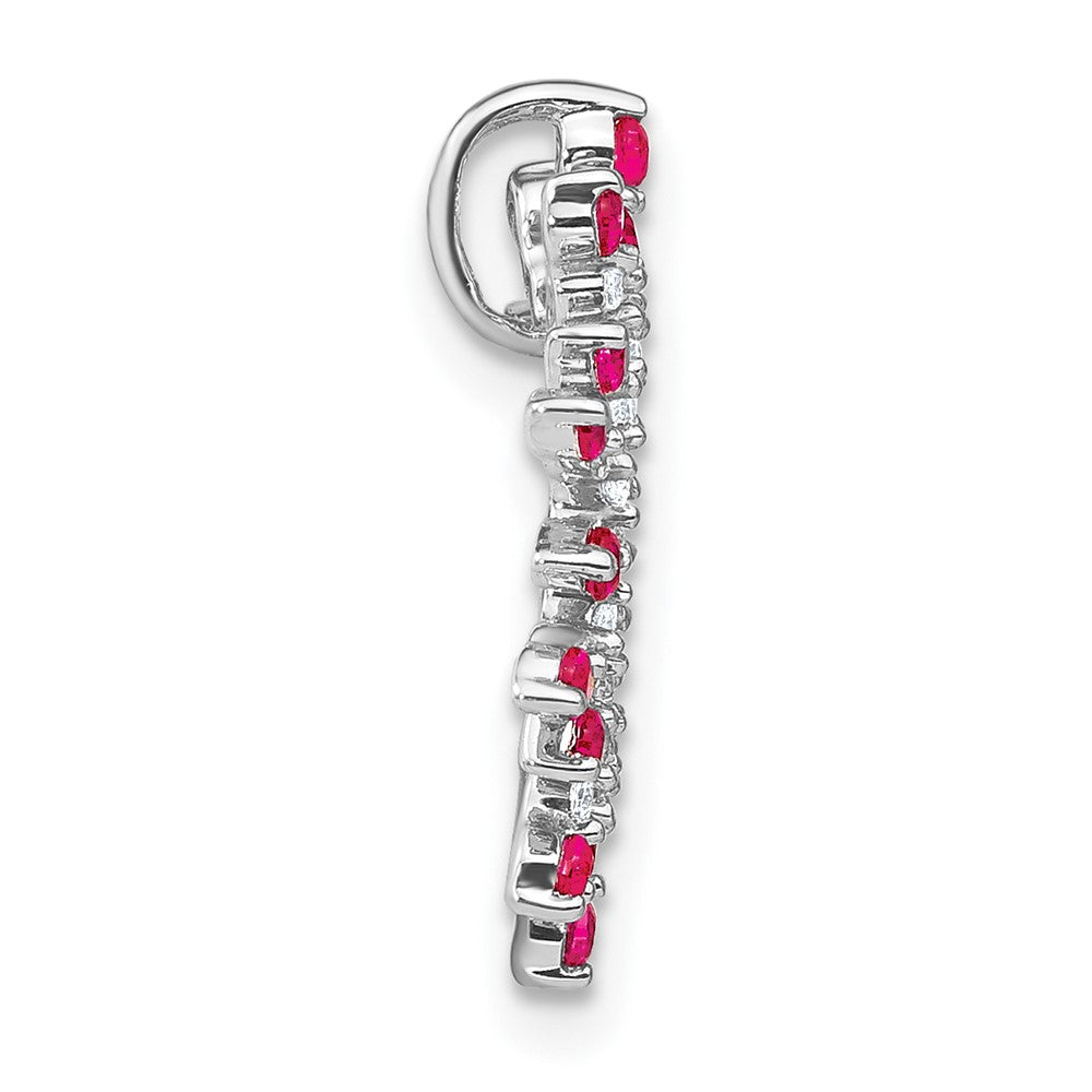 14k White Gold Ruby and Diamond Snowflake Chain Slide (1.35 grams)