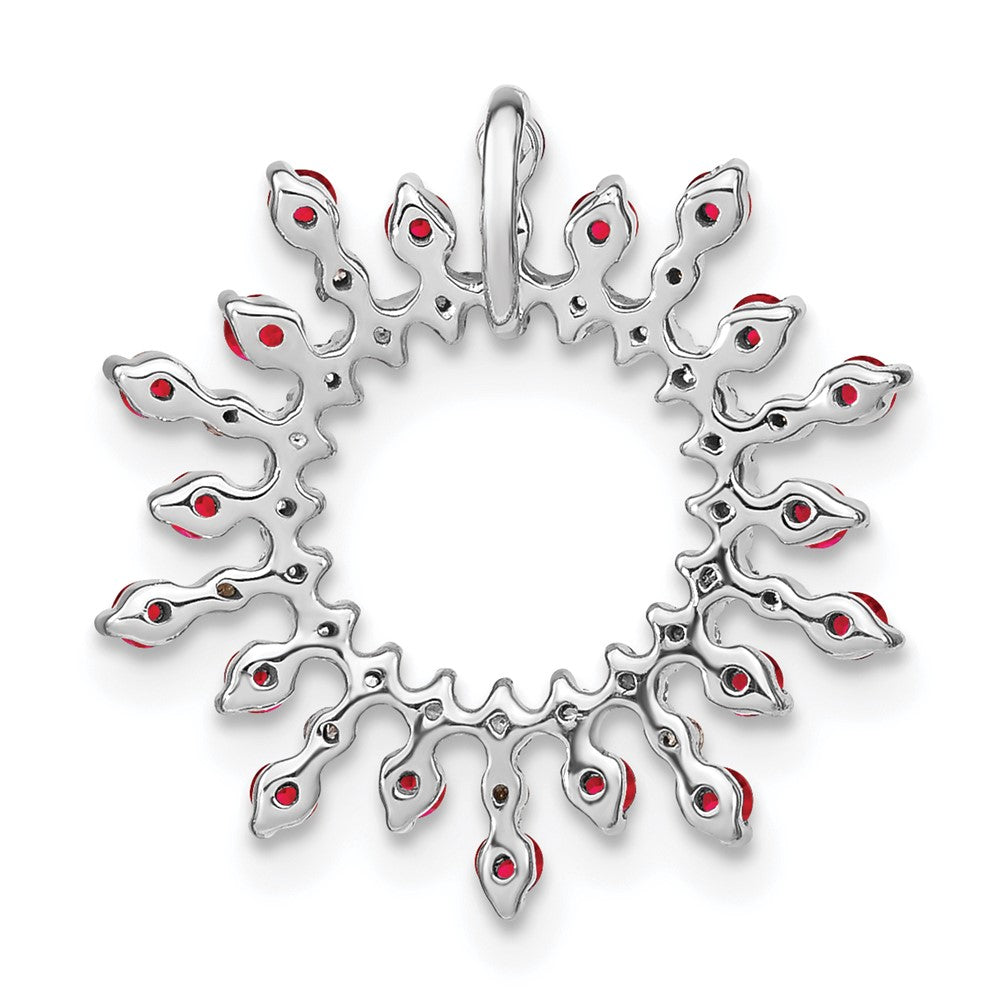 14k White Gold Ruby and Diamond Snowflake Chain Slide (1.35 grams)