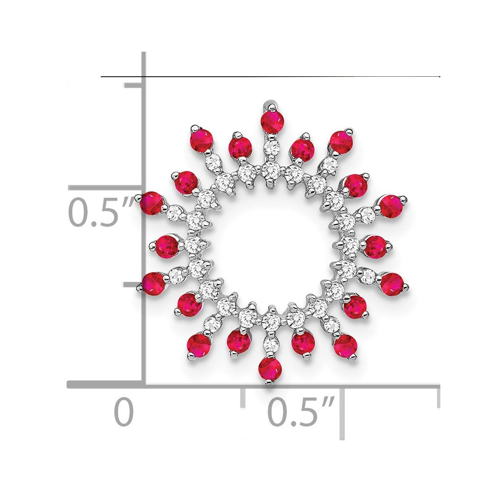 14k White Gold Ruby and Diamond Snowflake Chain Slide (1.35 grams)