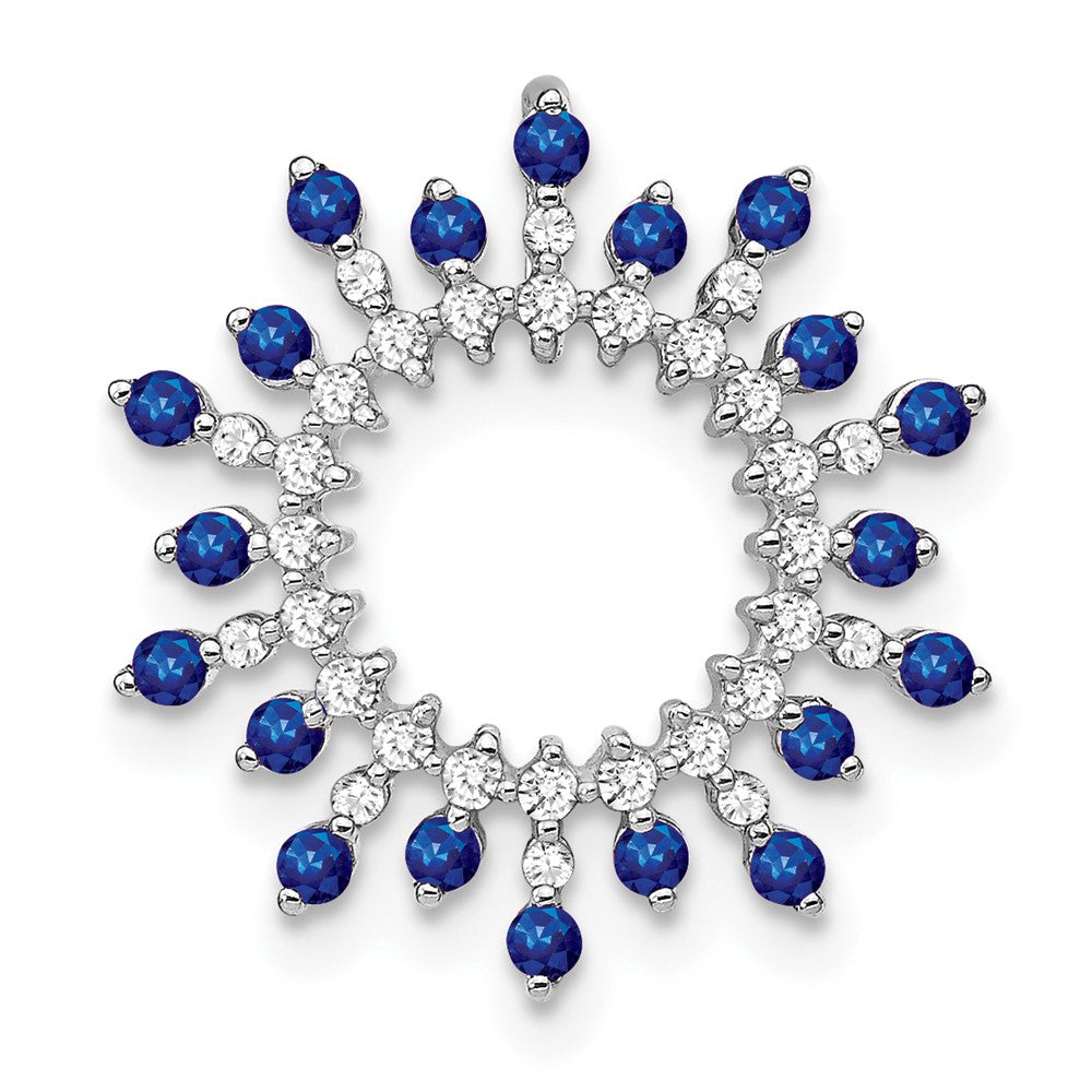 14k White Gold Sapphire and Diamond Snowflake Chain Slide (1.35 grams)