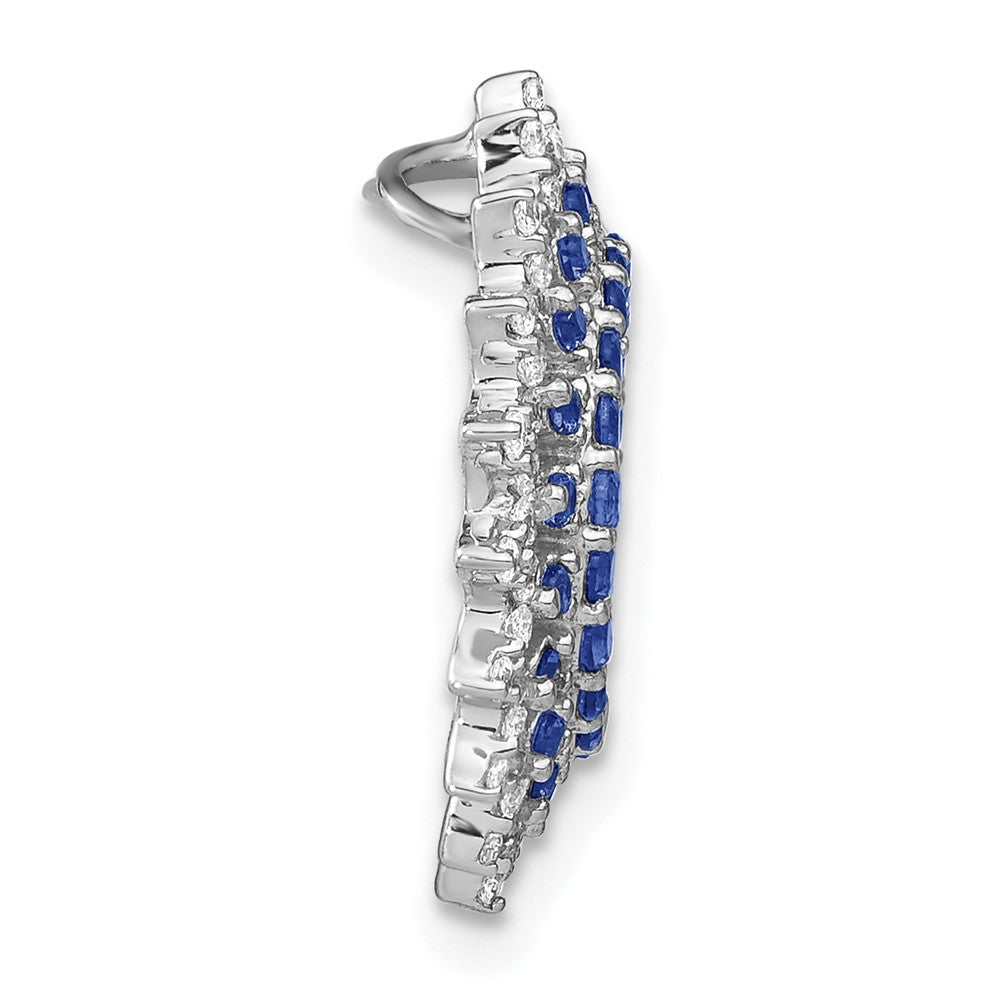 14k White Gold Sapphire and Diamond Sunburst Chain Slide (2.2 grams)
