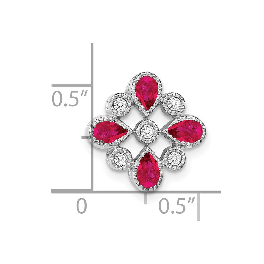 14k White Gold Ruby and Diamond Chain Slide (1.8 grams)