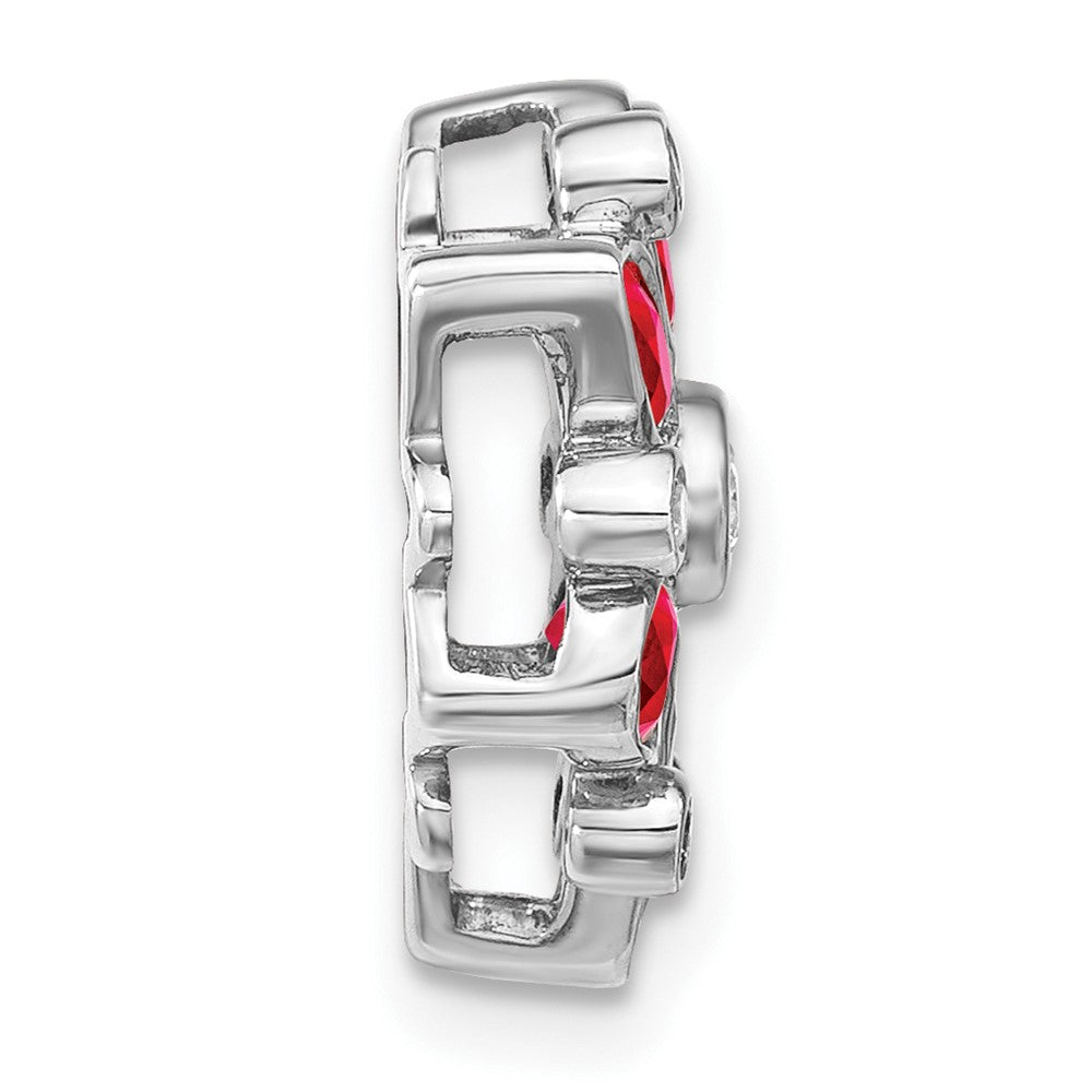 14k White Gold Ruby and Diamond Chain Slide (2.05 grams)
