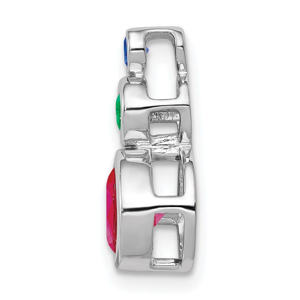 14k White Gold Ruby, Emerald and Sapphire Chain Slide (1.45 grams)
