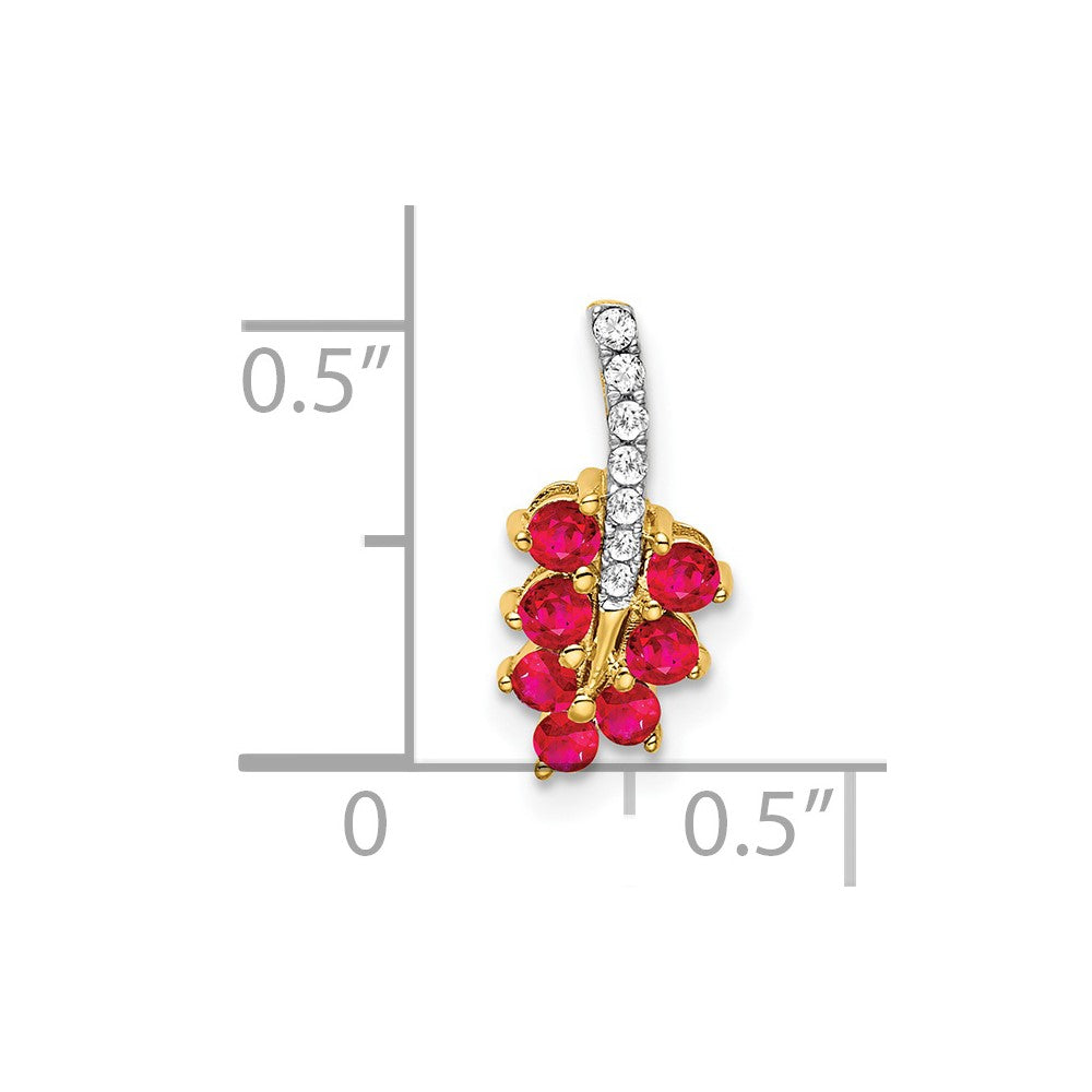 14k Ruby and Diamond Leaf Pendant (0.5 grams)