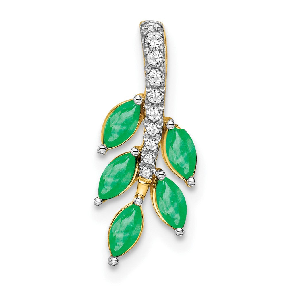 14k Emerald and Diamond Leaf Chain Slide (0.6 grams)