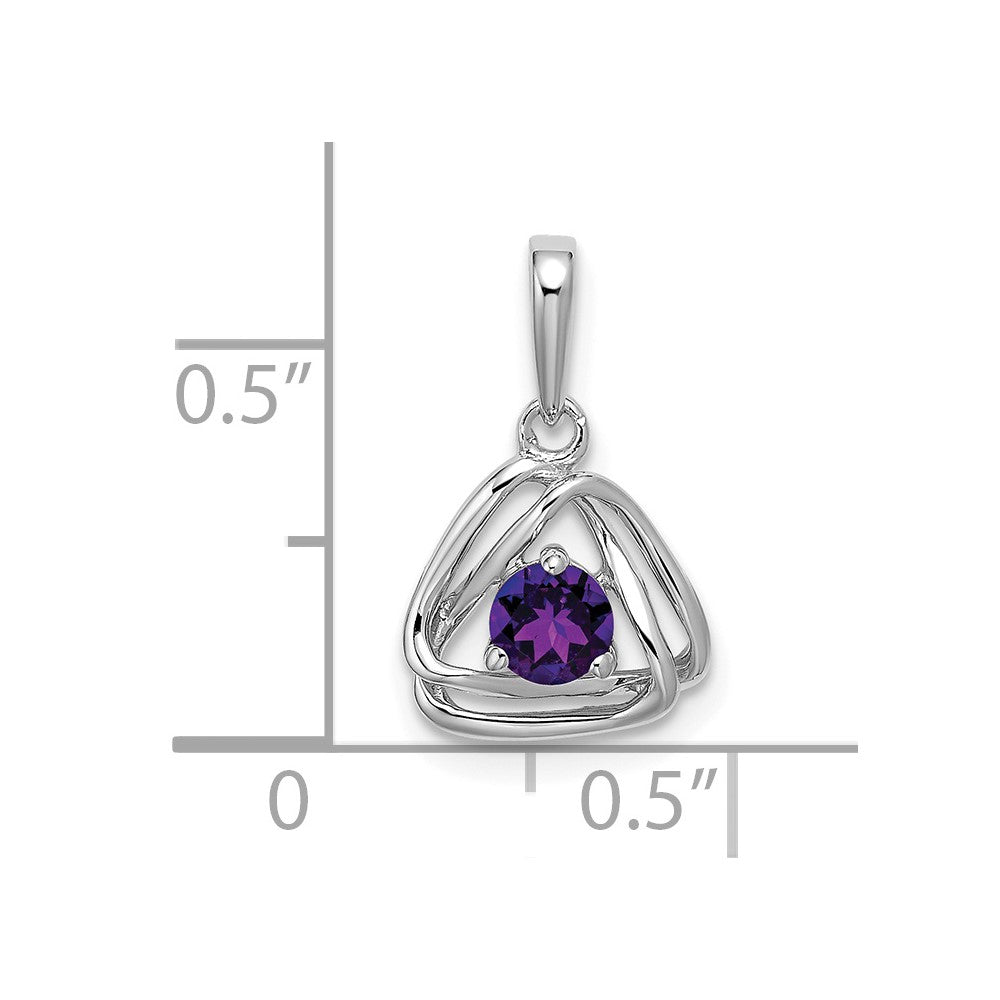 14k White Gold Amethyst Triangle Pendant (0.95 grams)