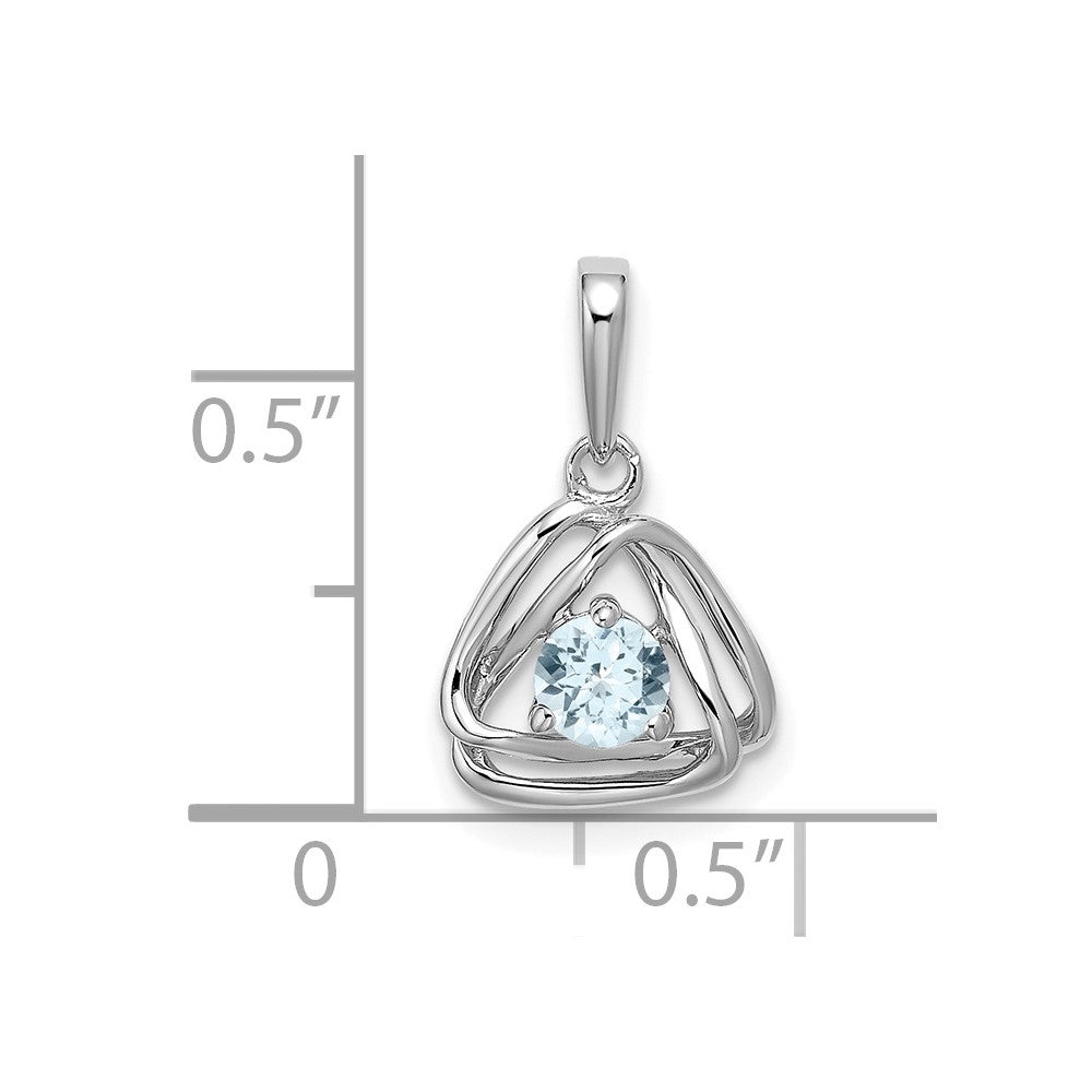 14k White Gold Aquamarine Triangle Pendant (0.95 grams)