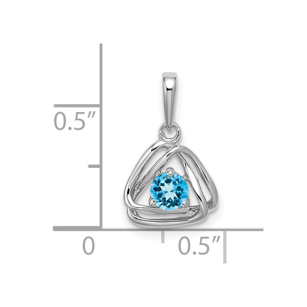 14k White Gold Blue Topaz Triangle Pendant (0.95 grams)