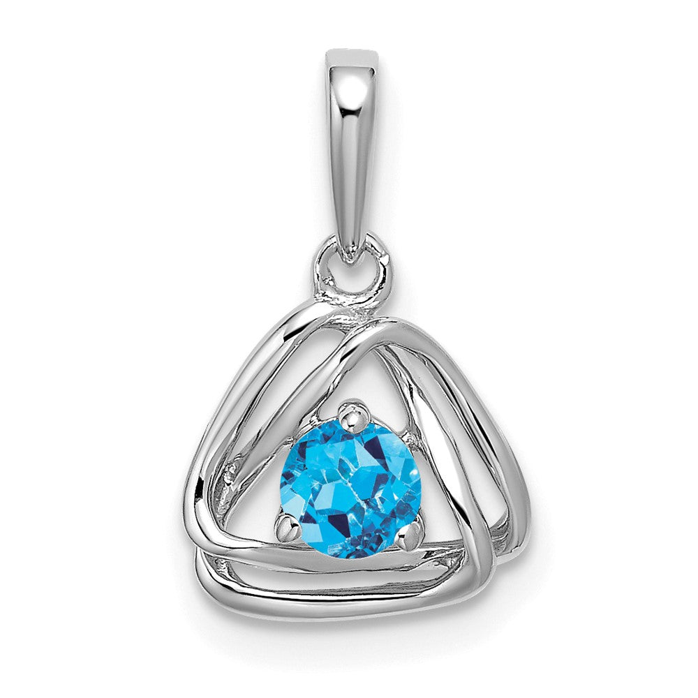 14k White Gold Blue Topaz Triangle Pendant (0.95 grams)
