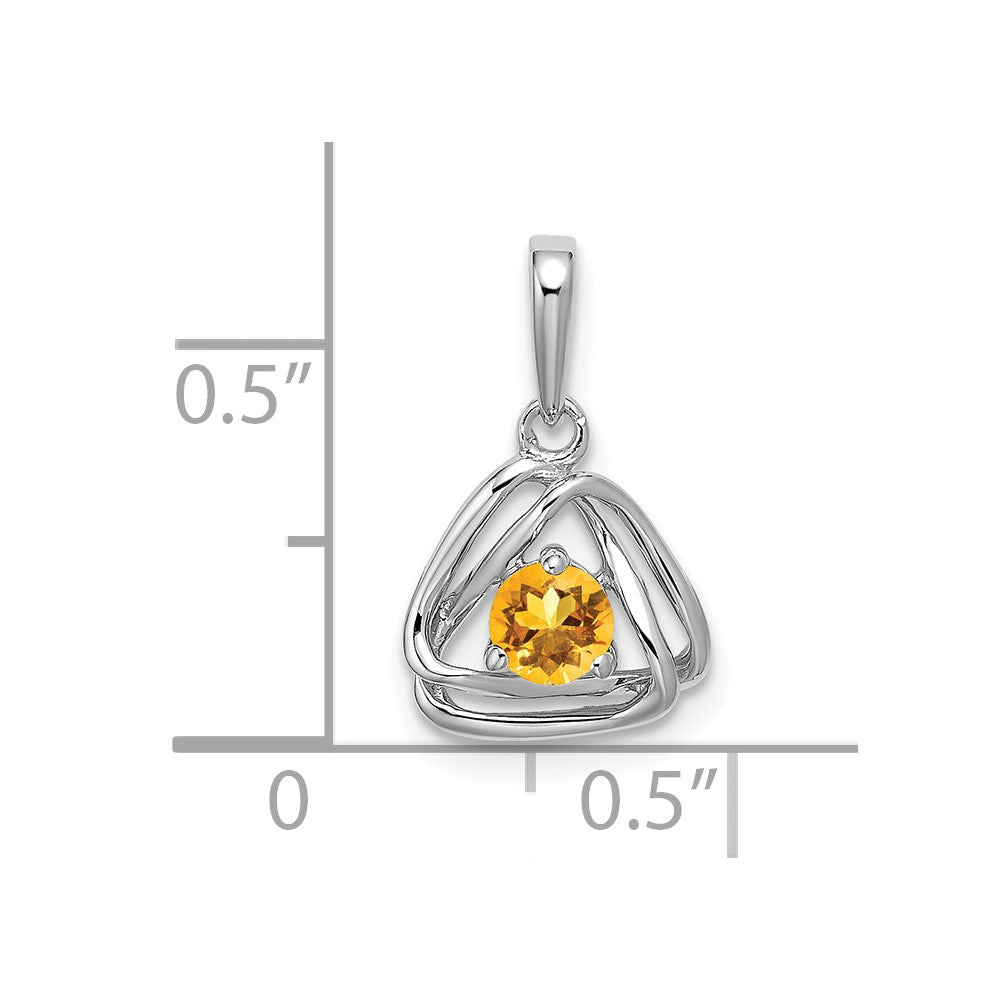 14k White Gold Citrine Triangle Pendant (0.95 grams)