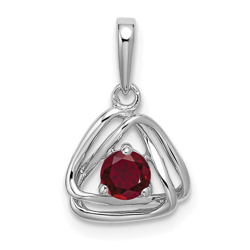 14k White Gold Created Ruby Triangle Pendant (0.95 grams)