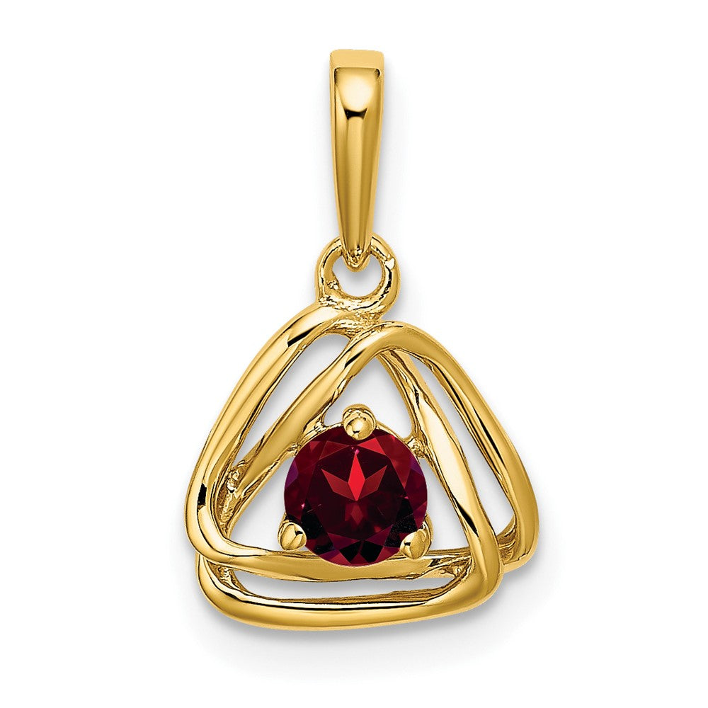 14k Garnet Triangle Pendant (0.95 grams)