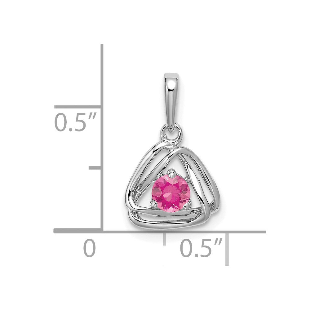 14k White Gold Pink Tourmaline Triangle Pendant (0.95 grams)