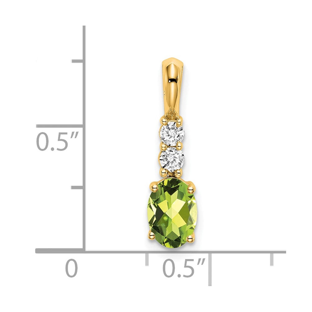 14K Oval Peridot and Diamond Pendant (0.7 grams)
