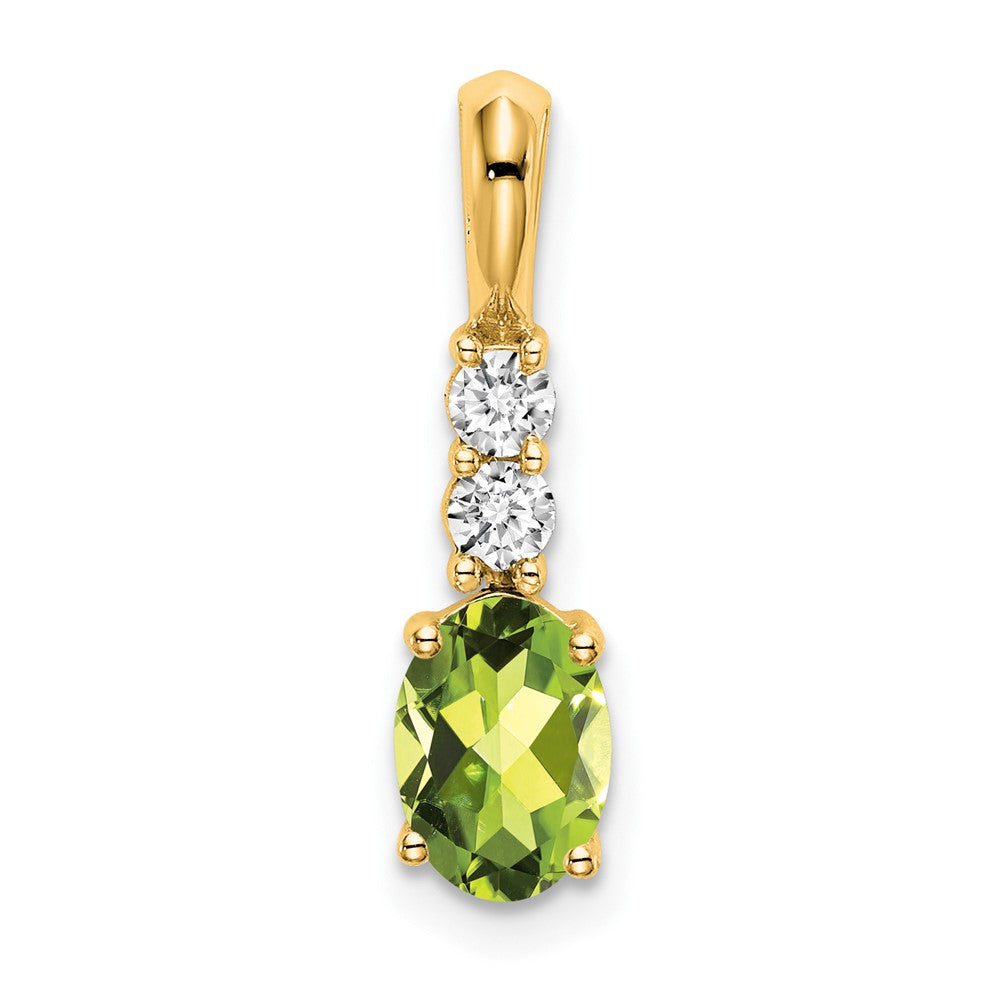 14K Oval Peridot and Diamond Pendant (0.7 grams)