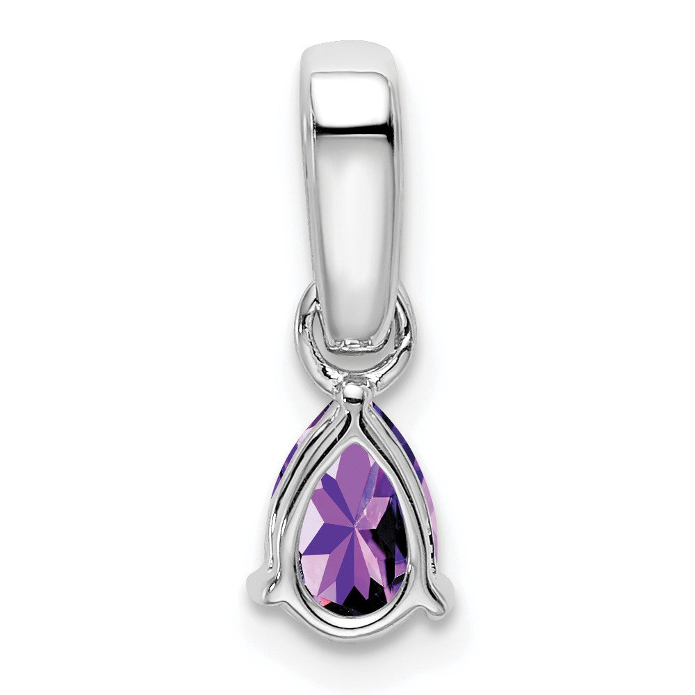 14K White Gold Pear Amethyst and Diamond Pendant (0.55 grams)