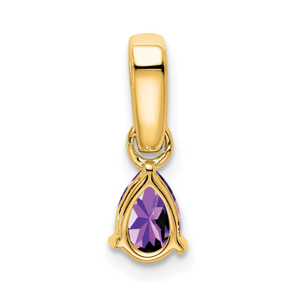 14K Pear Amethyst and Diamond Pendant (0.55 grams)