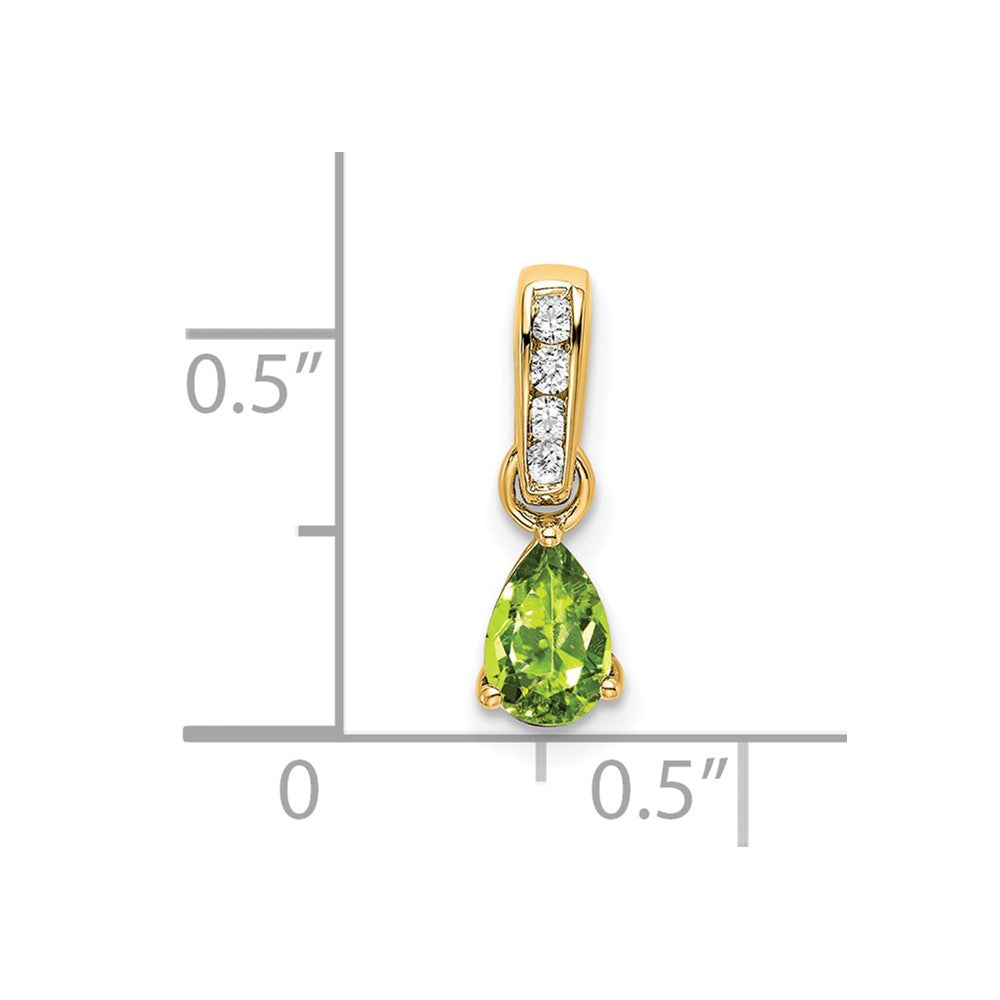 14K Pear Peridot and Diamond Pendant (0.55 grams)