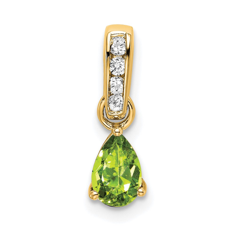 14K Pear Peridot and Diamond Pendant (0.55 grams)