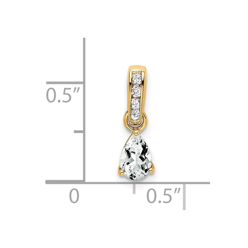 14K Pear White Topaz and Diamond Pendant (0.55 grams)
