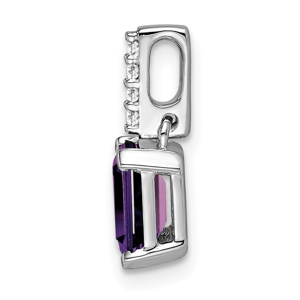 14K White Gold Amethyst and Diamond Pendant (0.85 grams)