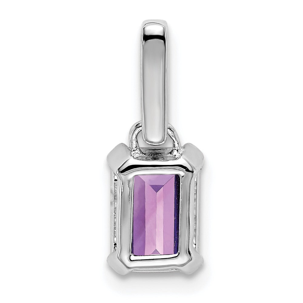 14K White Gold Amethyst and Diamond Pendant (0.85 grams)