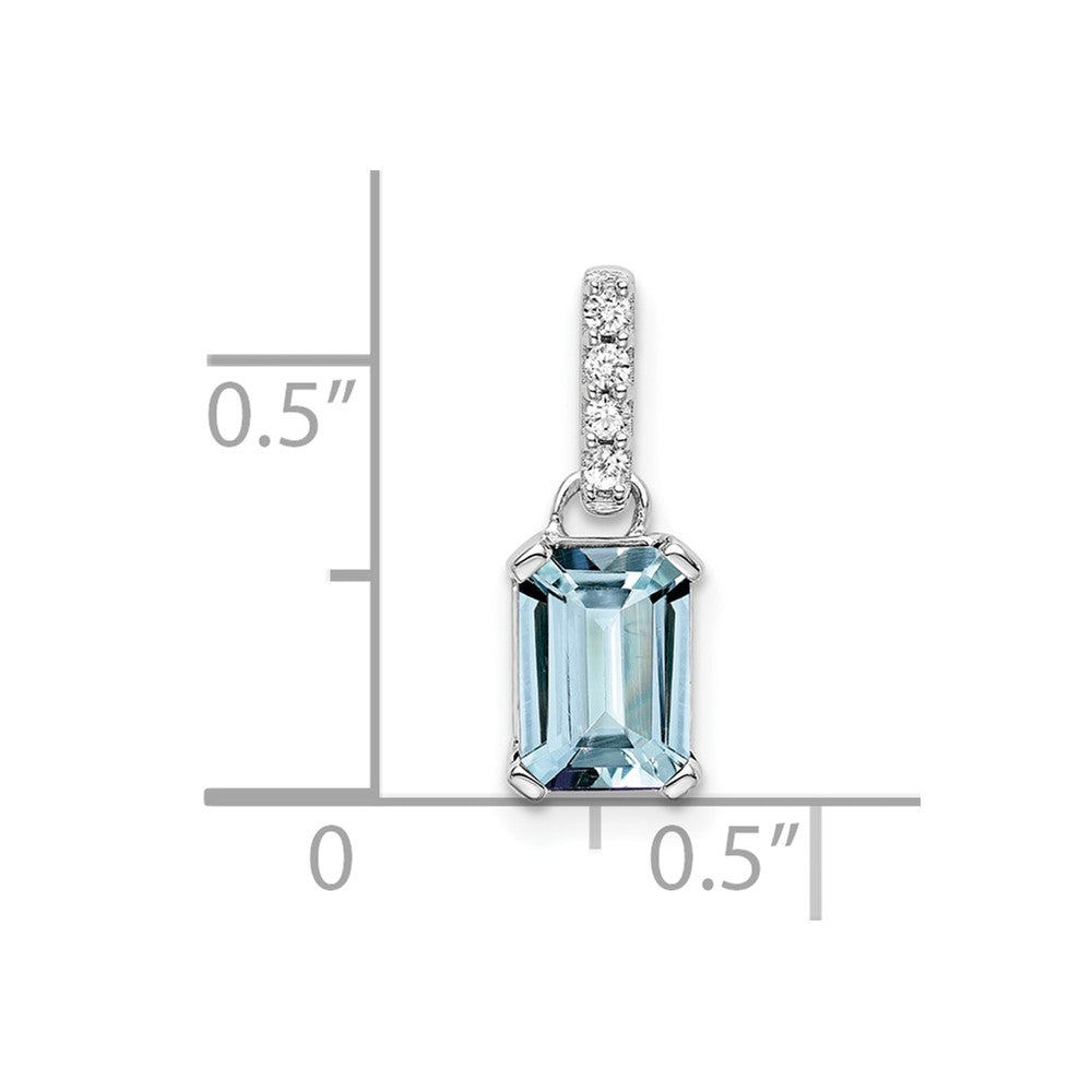 14K White Gold Aquamarine and Diamond Pendant (0.85 grams)