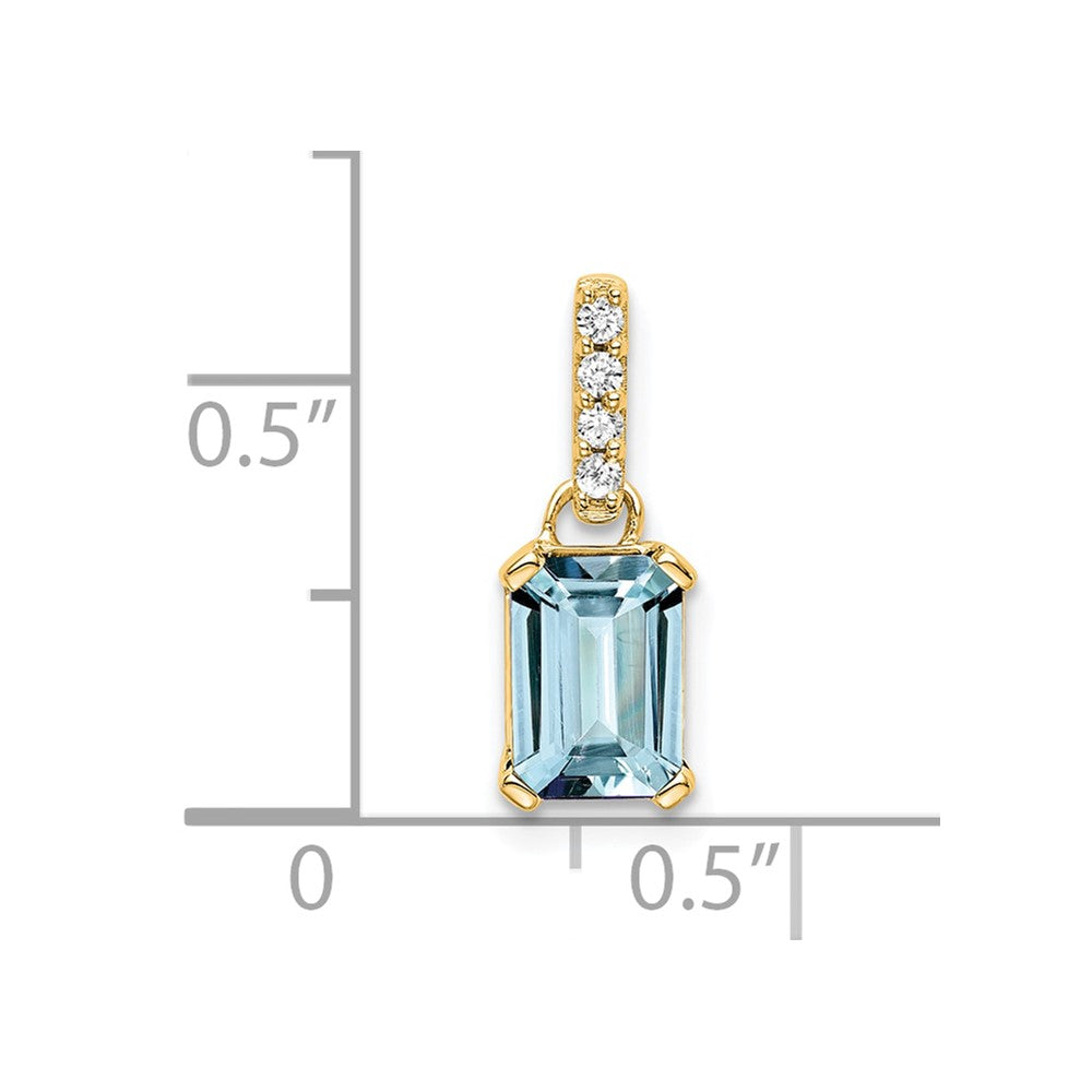 14K Aquamarine and Diamond Pendant (0.85 grams)