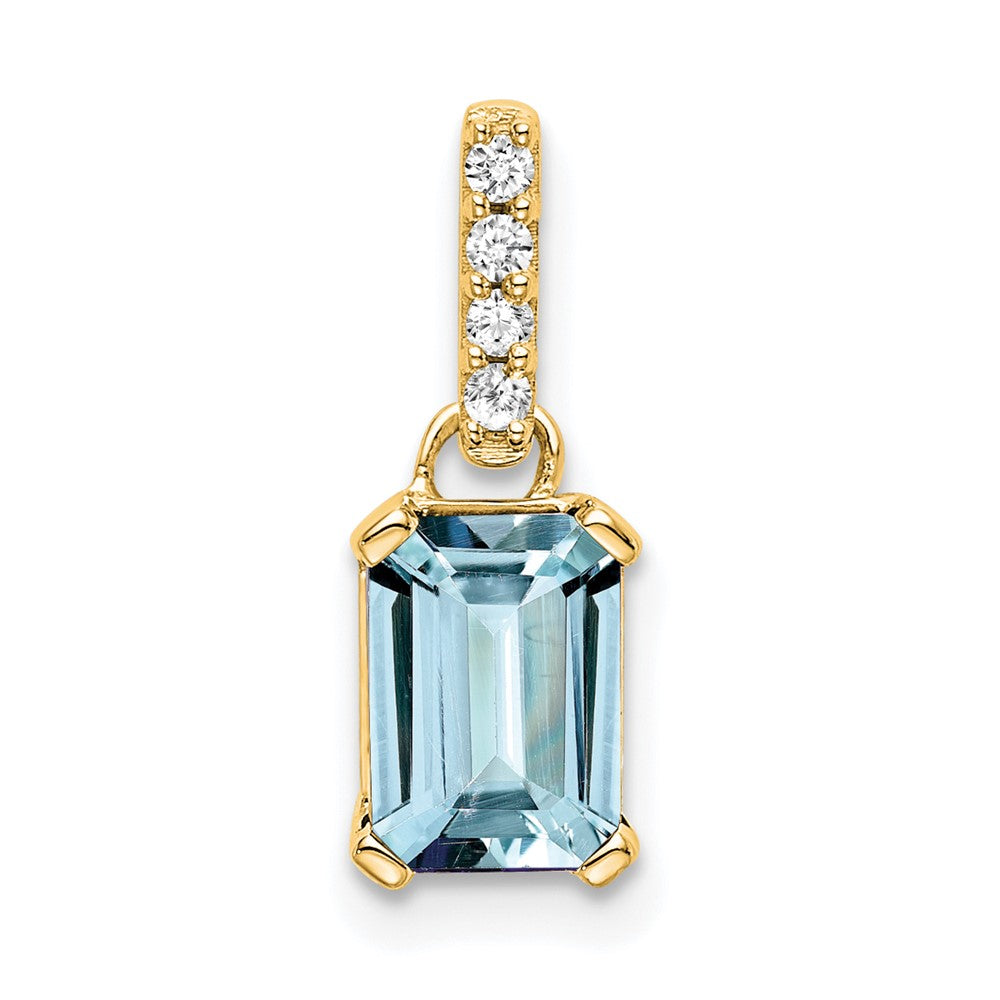 14K Aquamarine and Diamond Pendant (0.85 grams)