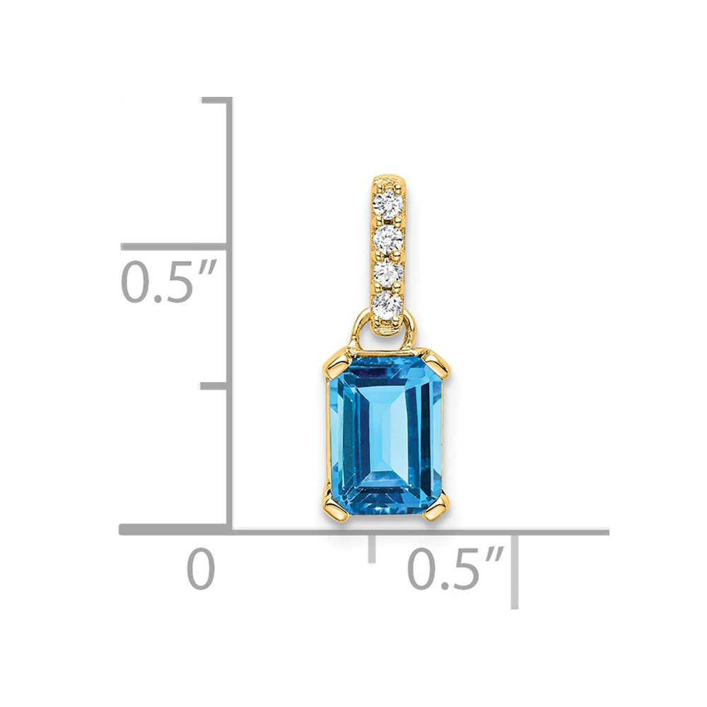 14K Blue Topaz and Diamond Pendant (0.85 grams)
