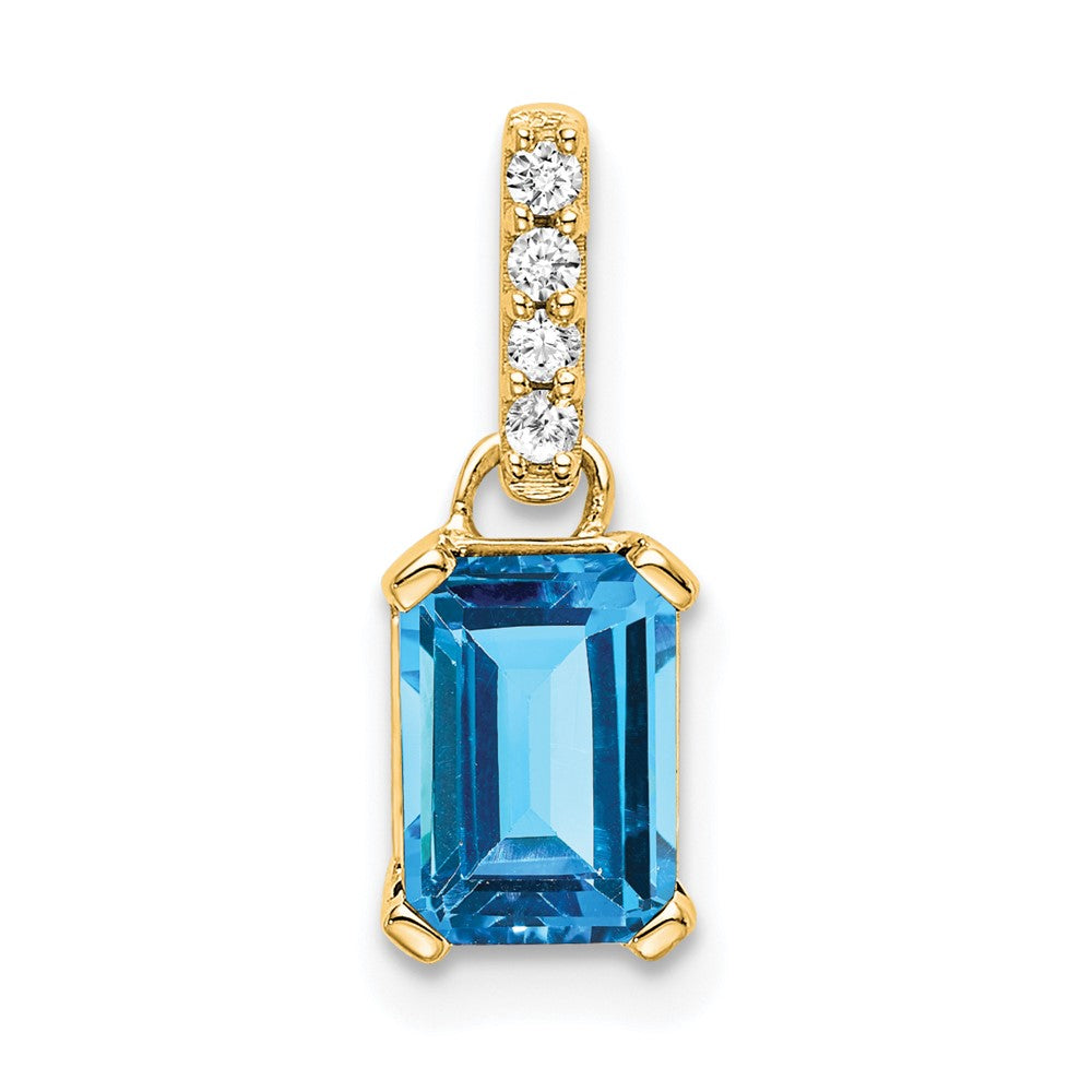 14K Blue Topaz and Diamond Pendant (0.85 grams)