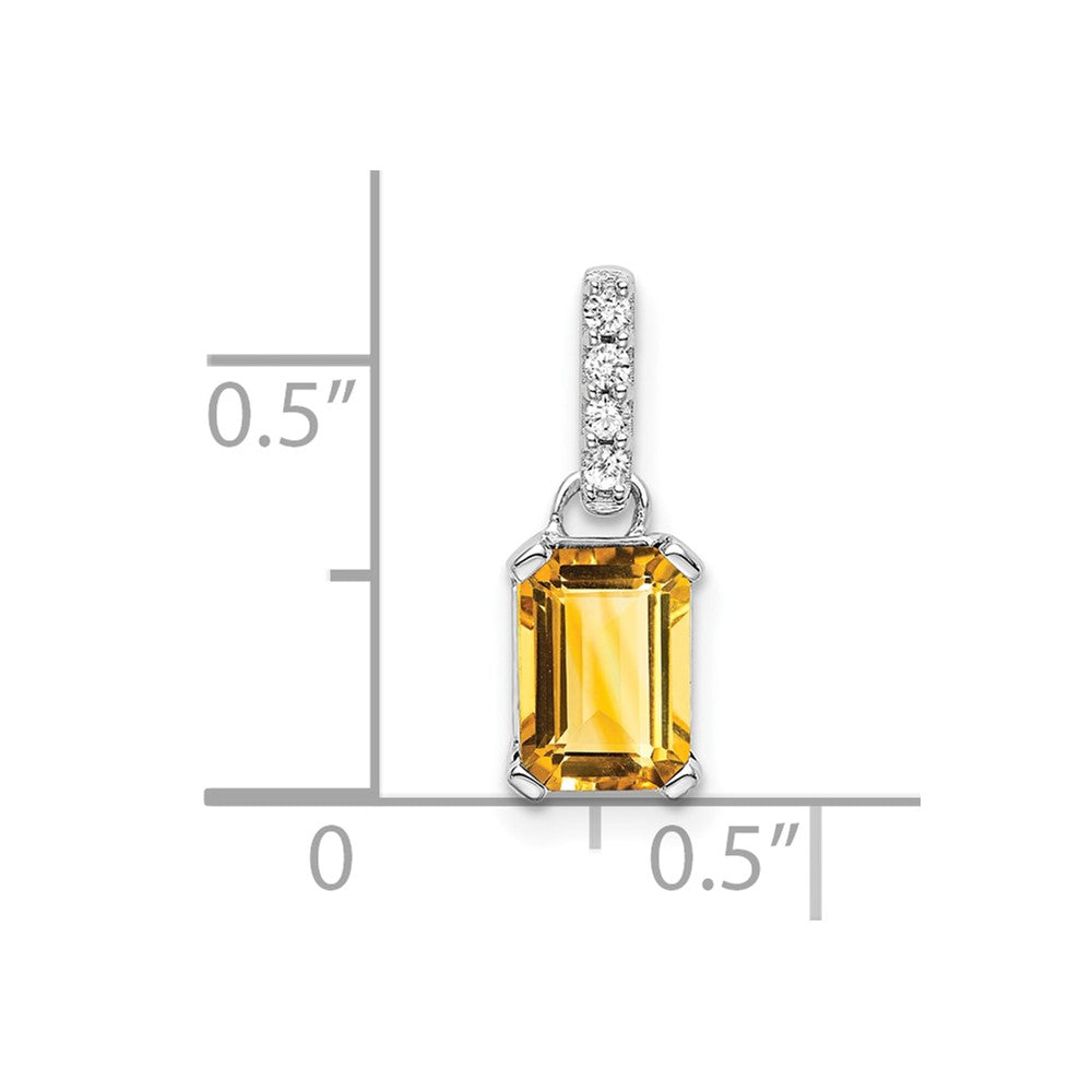 14K White Gold Citrine and Diamond Pendant (0.85 grams)