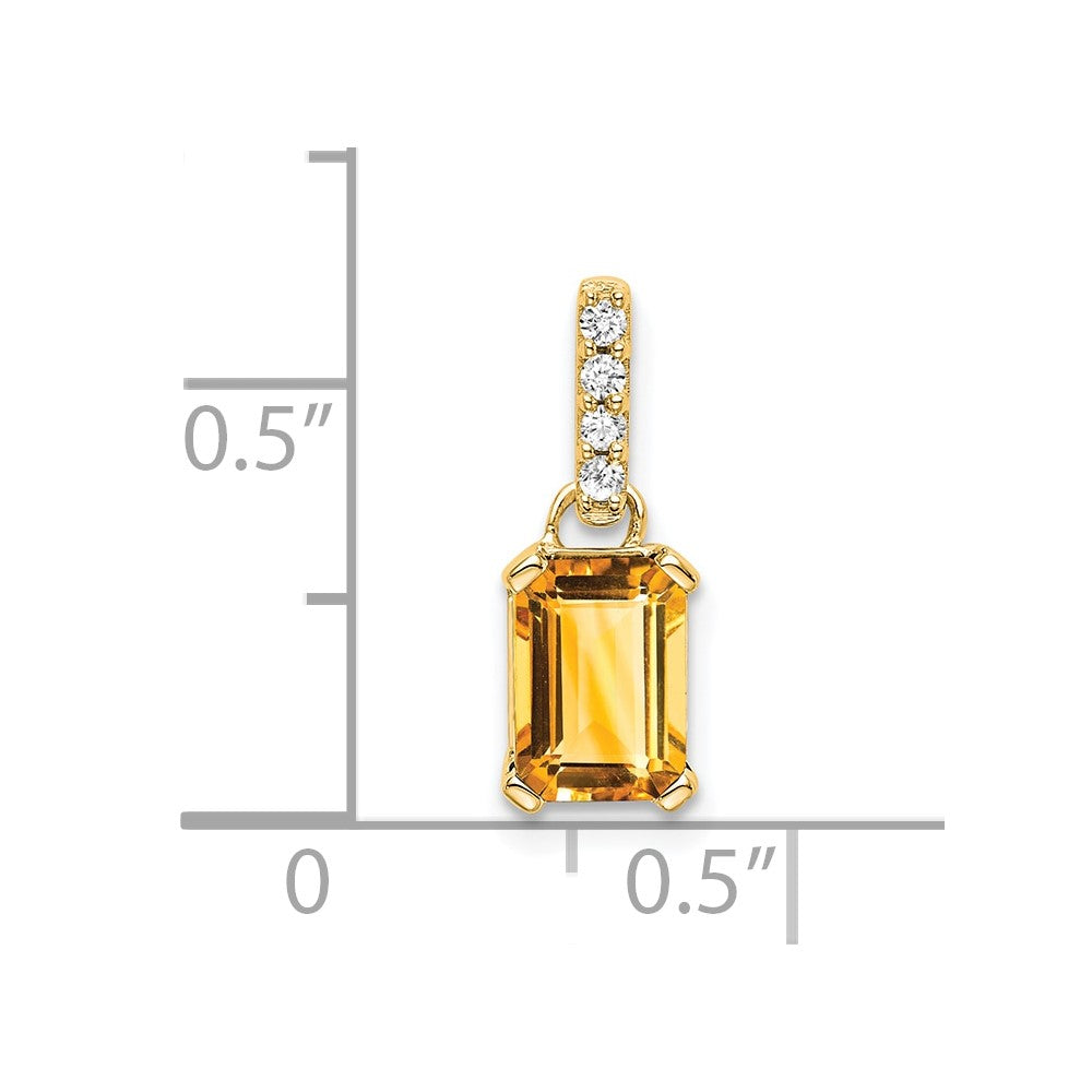 14K Citrine and Diamond Pendant (0.85 grams)