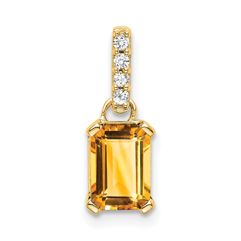 14K Citrine and Diamond Pendant (0.85 grams)