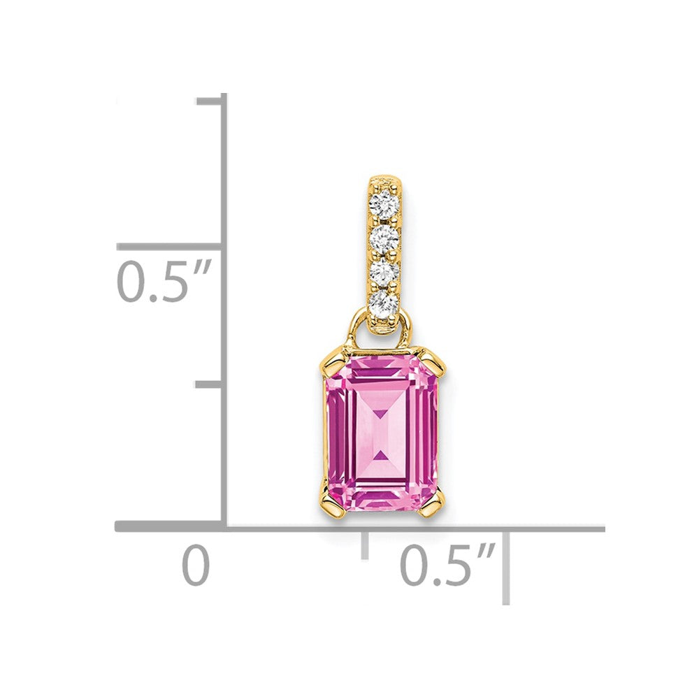 14K Created Pink Sapphire and Diamond Pendant (0.85 grams)
