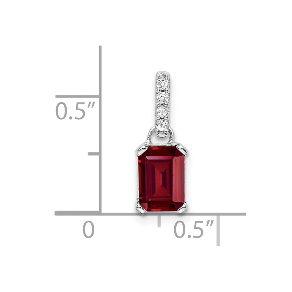 14K White Gold Created Ruby and Diamond Pendant (0.85 grams)