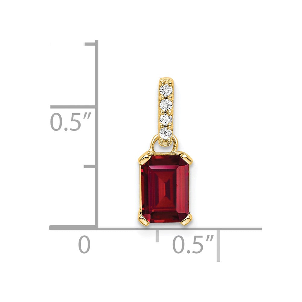 14K Created Ruby and Diamond Pendant (0.85 grams)