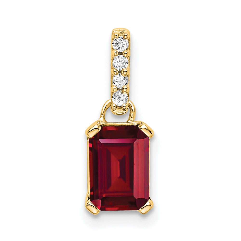 14K Created Ruby and Diamond Pendant (0.85 grams)