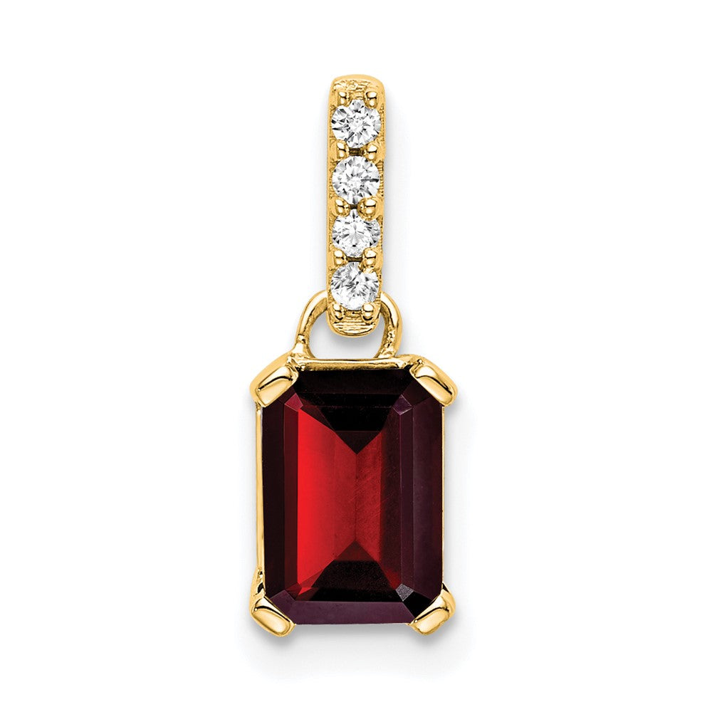 14K Garnet and Diamond Pendant (0.85 grams)