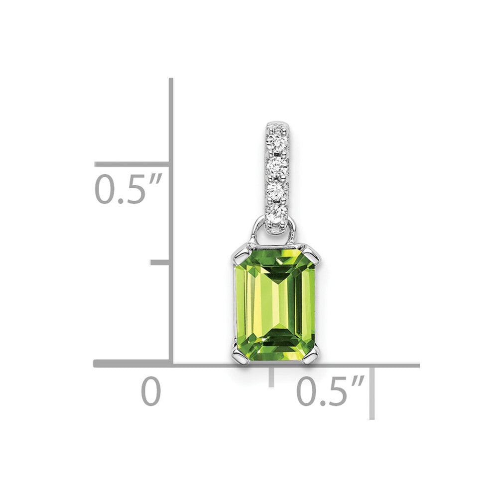 14K White Gold Peridot and Diamond Pendant (0.85 grams)