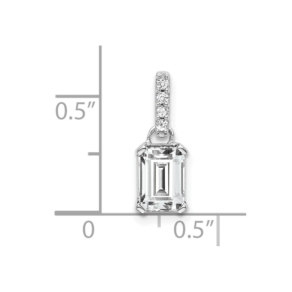 14K White Gold White Topaz and Diamond Pendant (0.85 grams)