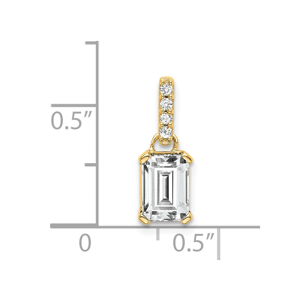 14K White Topaz and Diamond Pendant (0.85 grams)
