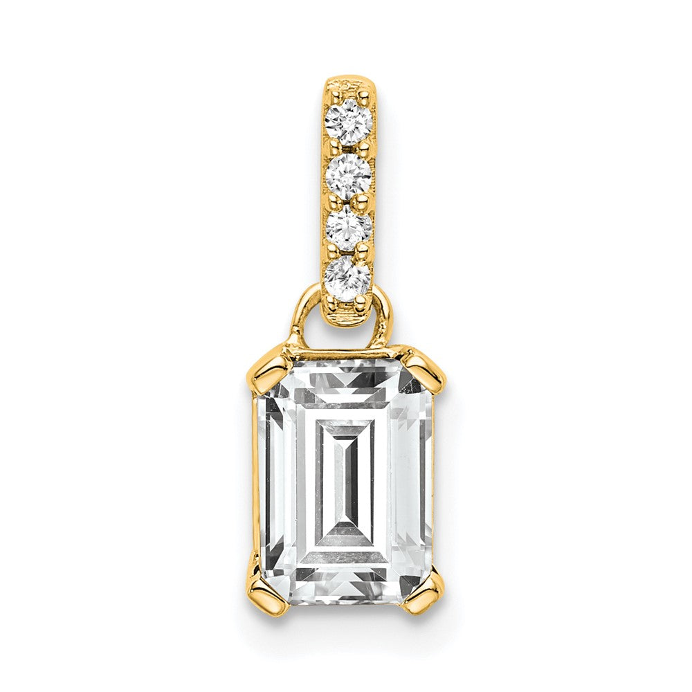 14K White Topaz and Diamond Pendant (0.85 grams)