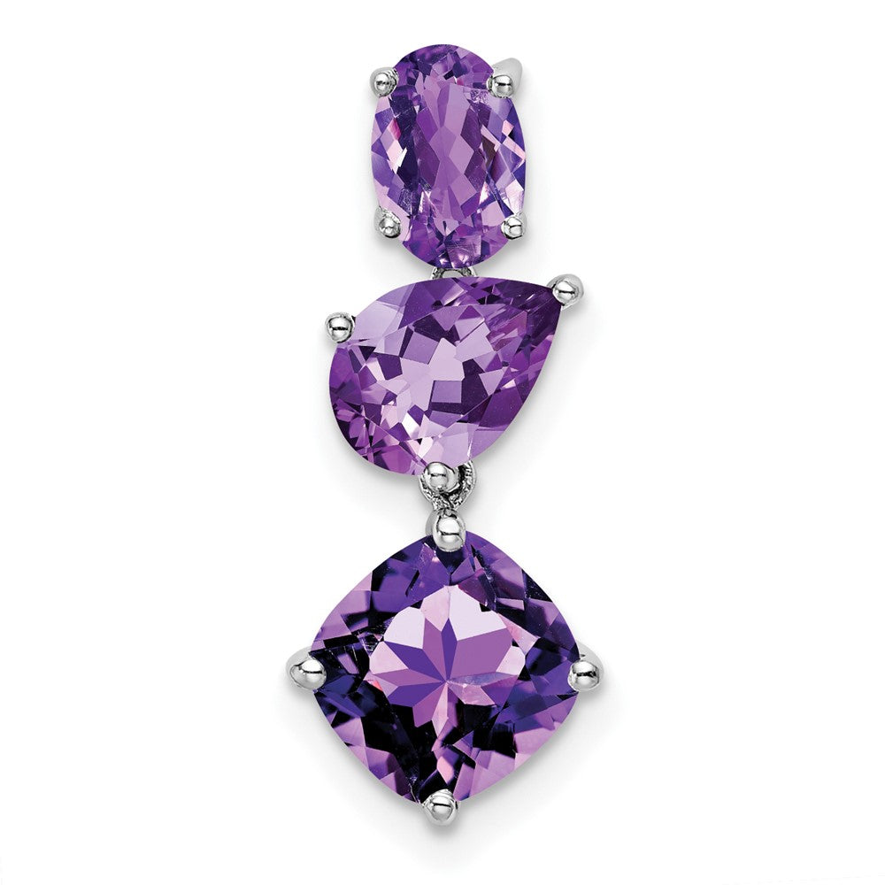 14k White Gold Amethyst Chain Slide (0.65 grams)