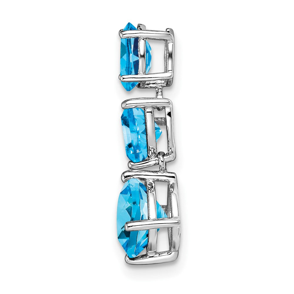 14k White Gold Blue Topaz & Sky Blue Chain Slide (0.65 grams)