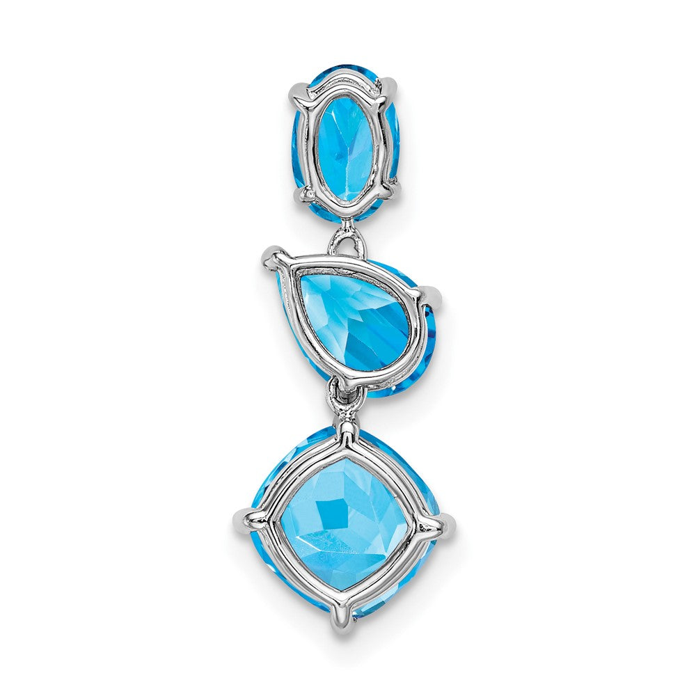14k White Gold Blue Topaz & Sky Blue Chain Slide (0.65 grams)