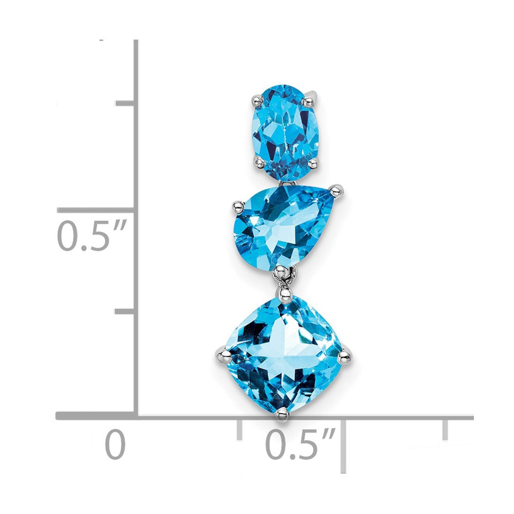 14k White Gold Blue Topaz & Sky Blue Chain Slide (0.65 grams)