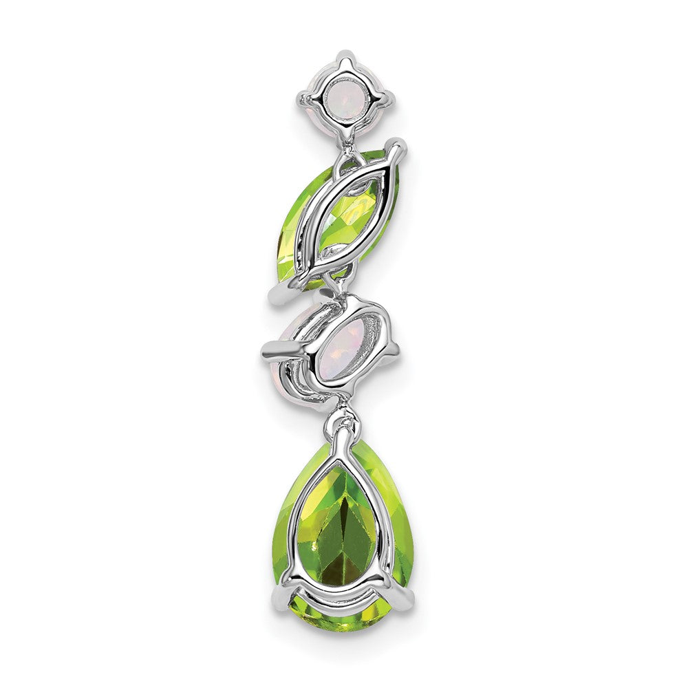 14k White Gold Peridot and Opal Chain Slide (1 grams)